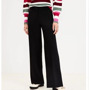 Loft black wide leg trouser pants, large.